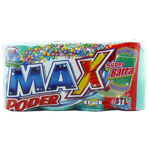 Jabón Para Lavar Ropa Maxpoder 4 Pack Super Barra 425 Gr