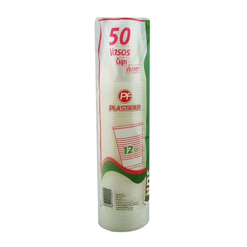 Vasos Plastifar Desechables De Plástico 12 Onzas 50 Un