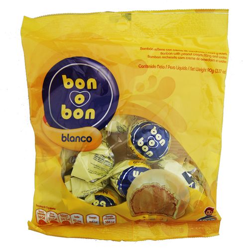 Chocolate Arcor Bon O Bon Blanco Bolsa 90 Gr