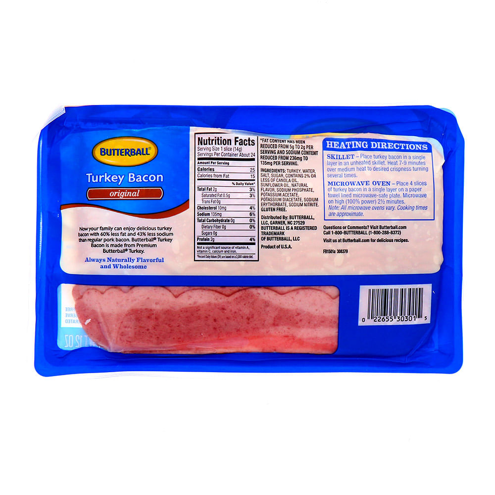 Bacon butterball de pavo 12 oz