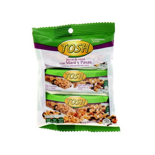 Barra Cereal Tosh Con Mani Pasas 69 Gr