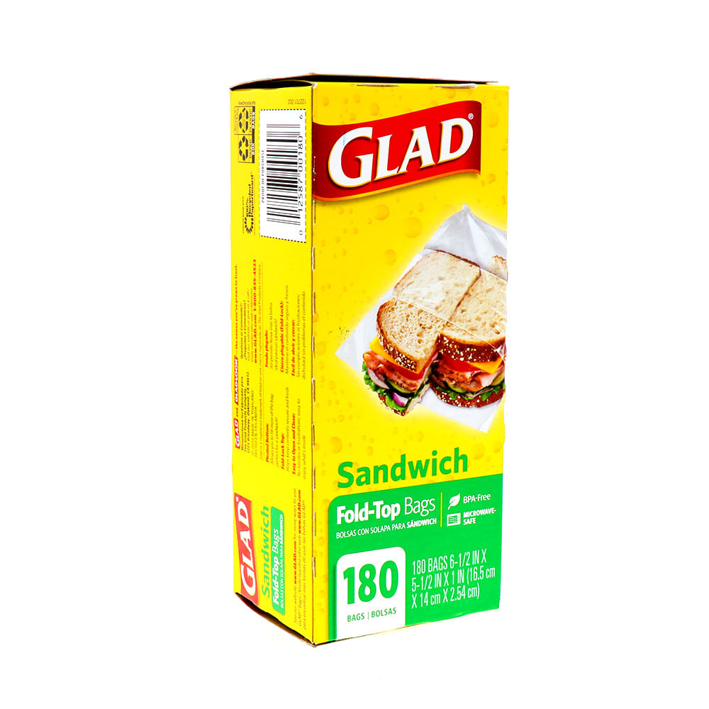 Glad Sandwich Bags, Fold-Top - 180 count