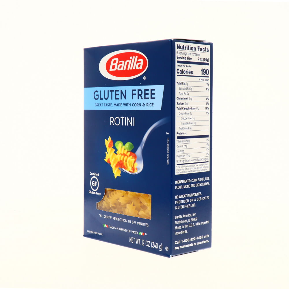 Pasta Barilla Rotini Libre De Gluten 12 Oz