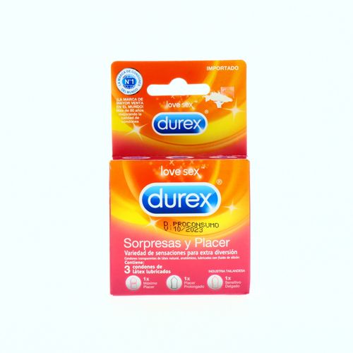 Condones Durex Sorpresas Y Placer 3 Un