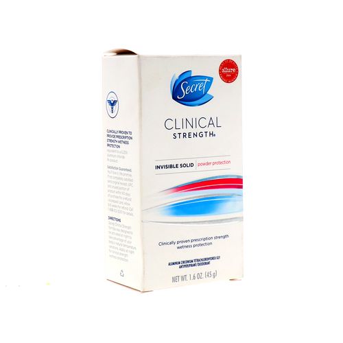 Desodorante Barra Secret Clinical Strength Invisible 45 Gr