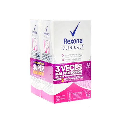 Desodorante Crema Rexona Women Clinical 2Un X 48Gr
