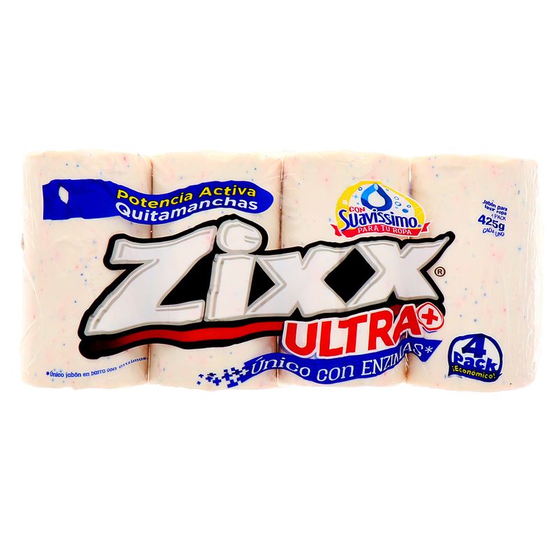 Jabón Para Lavar Ropa Zixx 4 Pack Barra Con Suavizante 425gr 1362