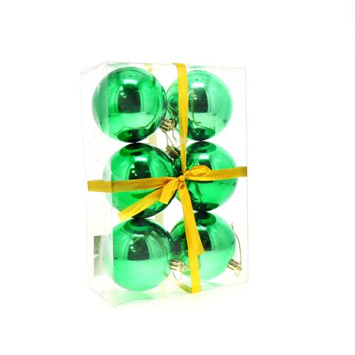 Bolas Navideñas Pvc Color Verde 7Cm Shiny 6 Pz