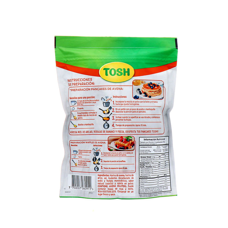 Mezcla Para Pancakes Tosh De Avena Y Arroz 300 Gr