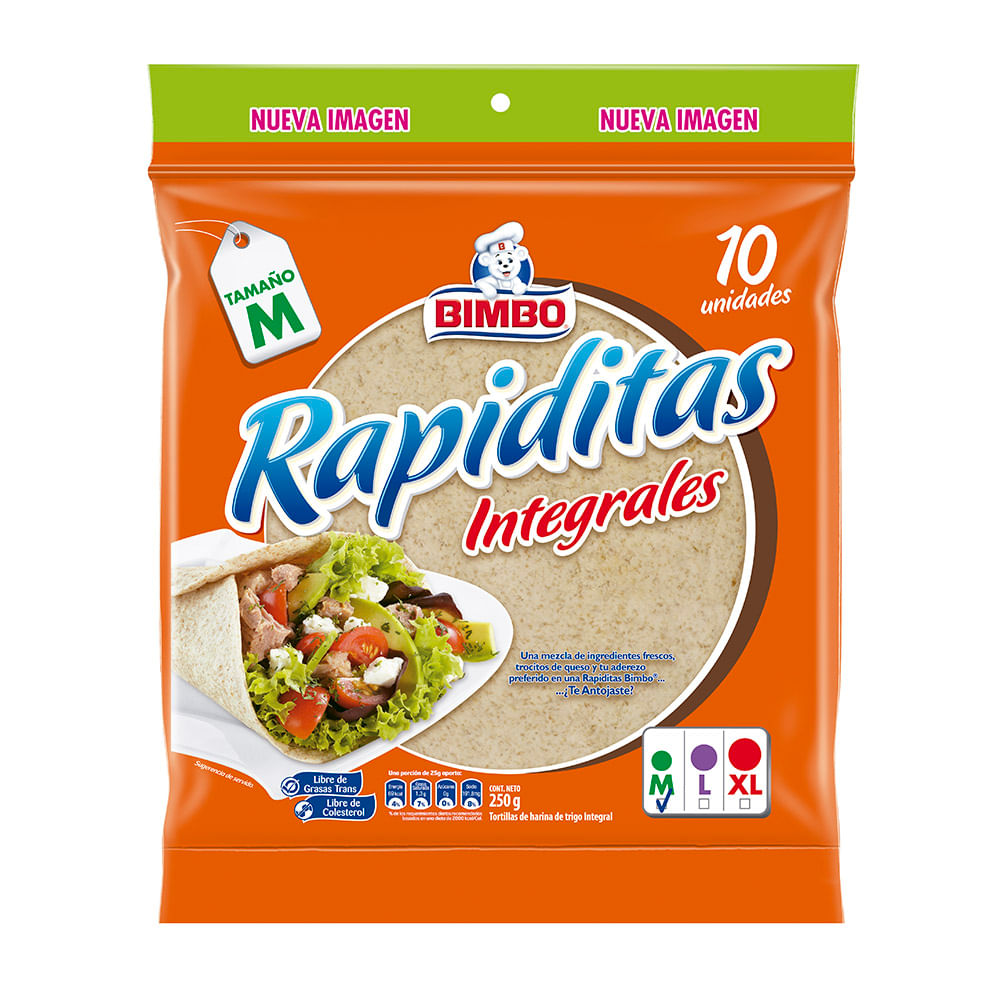 Tortillas de harina bimbo rapiditas integrales 10 un