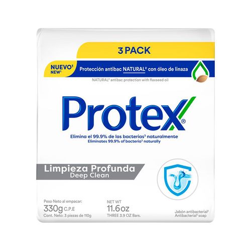 Jabón de Tocador Antibacterial Protex Limpieza Profunda 110 g 3 Pack