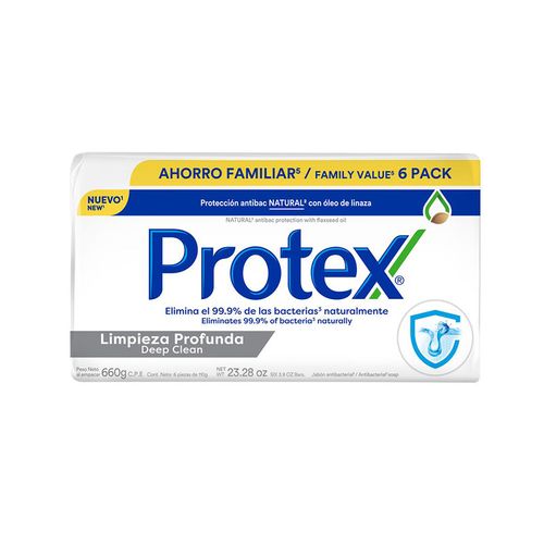 Jabón de Tocador Antibacterial Protex Limpieza Profunda 110 g 6 Pack
