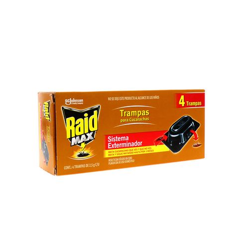 Trampa Para Cucarachas Raid Max Sistema Exterminador 4 Un