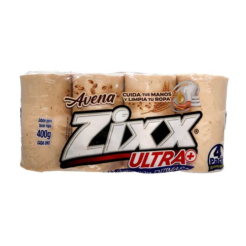 Jabón Para Ropa Zixx Ultra+ Avena 400Gr Pack 4Un