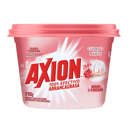 Detergente Lavaplatos Axion Arrancagrasa Agua de Rosas 850 G