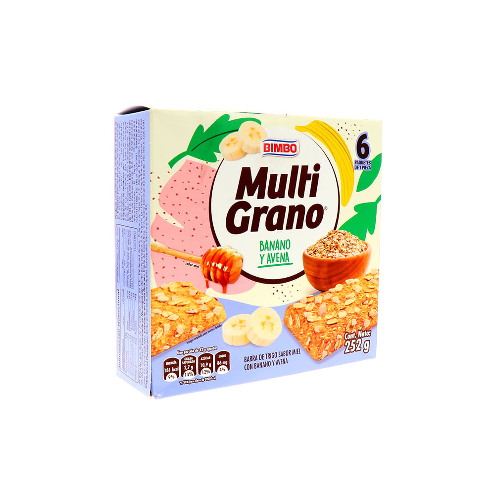 Barra De Trigo Bimbo Multigrano Banano&Avena 252 Gr