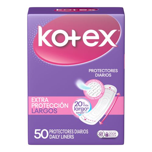 Protectores Diarios Kotex Extra Largos, 50 Uds