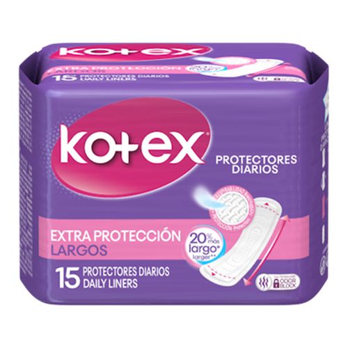 Protectores Diarios Kotex Extra Largos, 15 Uds