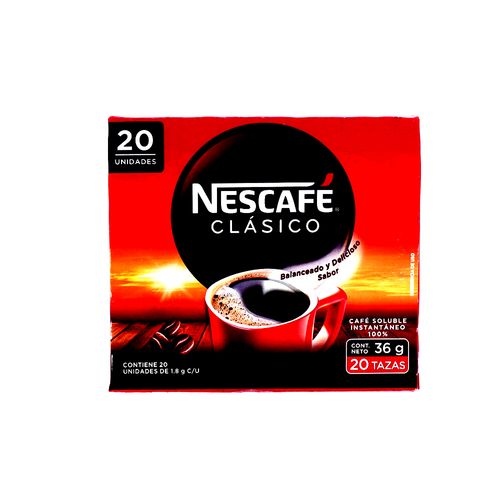 Café Nestle Nescafé Clásico Soluble 20 Un 36 Gr