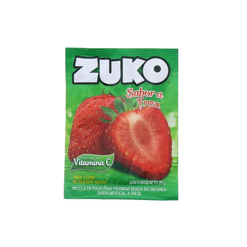 Bebida En Polvo Zuko Fresa Vitamina C 20 Gr