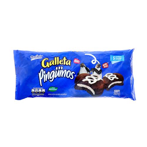 Galleta Marisela Pinguinos Sabor Chocolate con Relleno 200 Gr