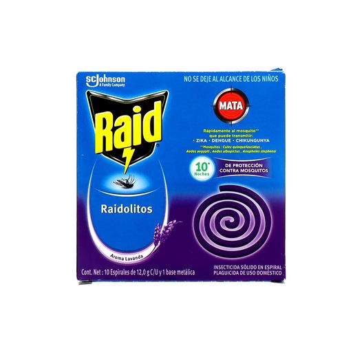 Insecticida Raid Raidolitos 10 Espirales+Base