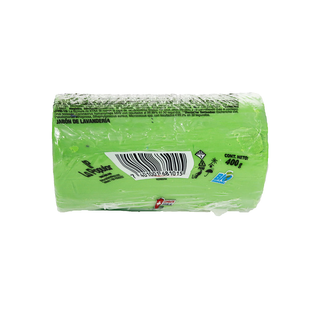 Jabón Para Ropa Xtra Poder Antibacterial Limón 400 Gr