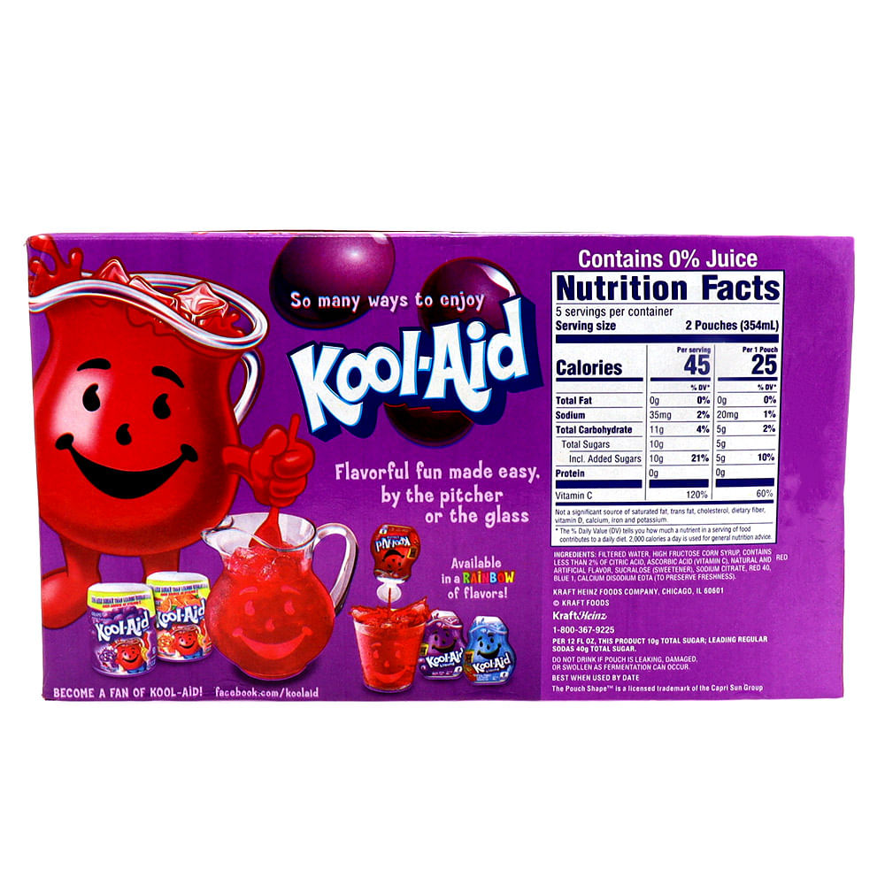 Jugo Kool Aid Jammers Uva 10Ct 60 Oz