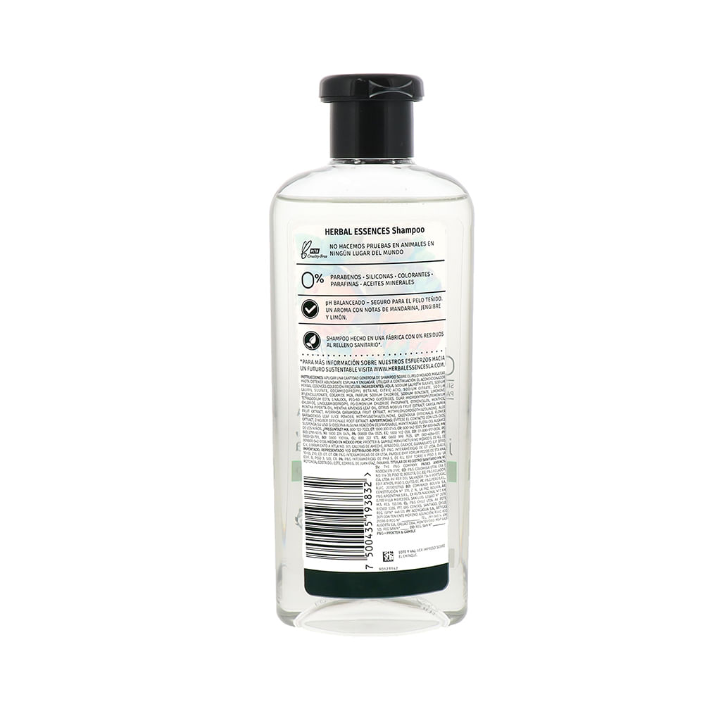 Shampoo Herbal Essences Mandarina Jengibre & Menta 400Ml