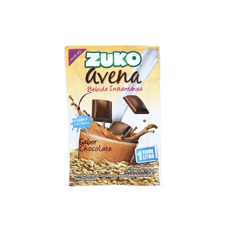 Avena En Polvo Zuko Instantánea Sabor Chocolate 40 Gr